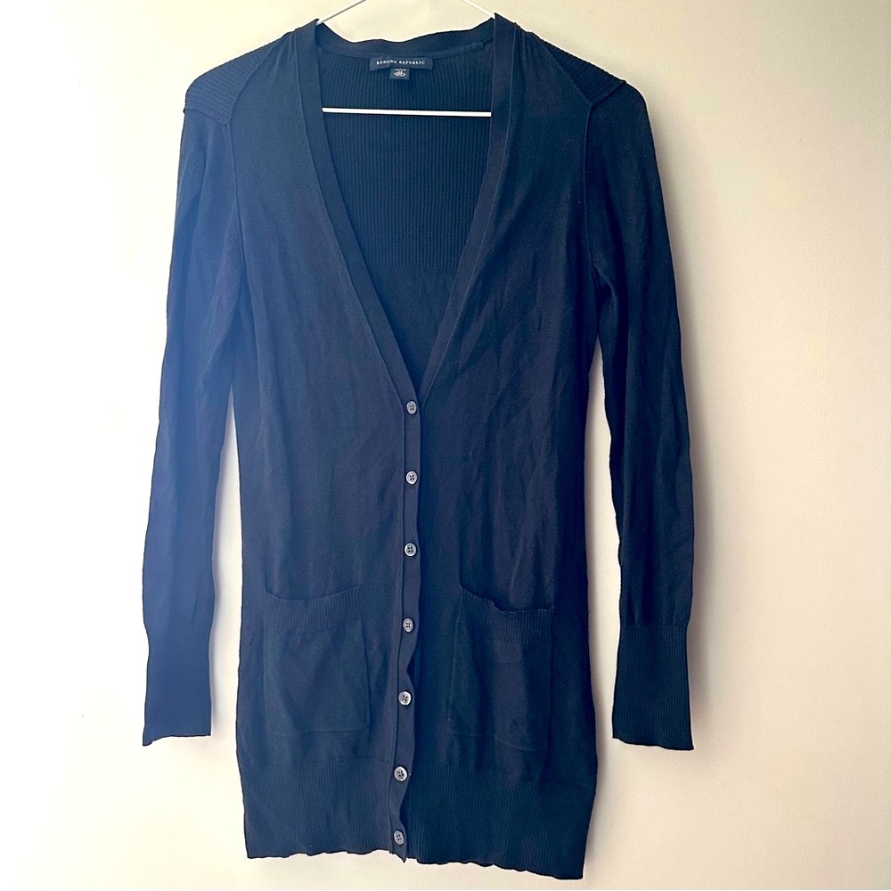 Banana Republic Lightweight Cashmere Blend Black Button-Up Cardigan Sweater